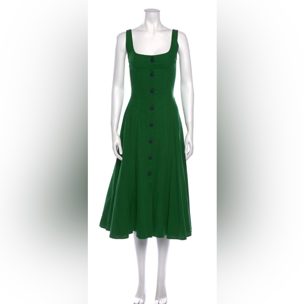 Andres Atalora Baru Buttoned Linen Midi green dress. Sz 2